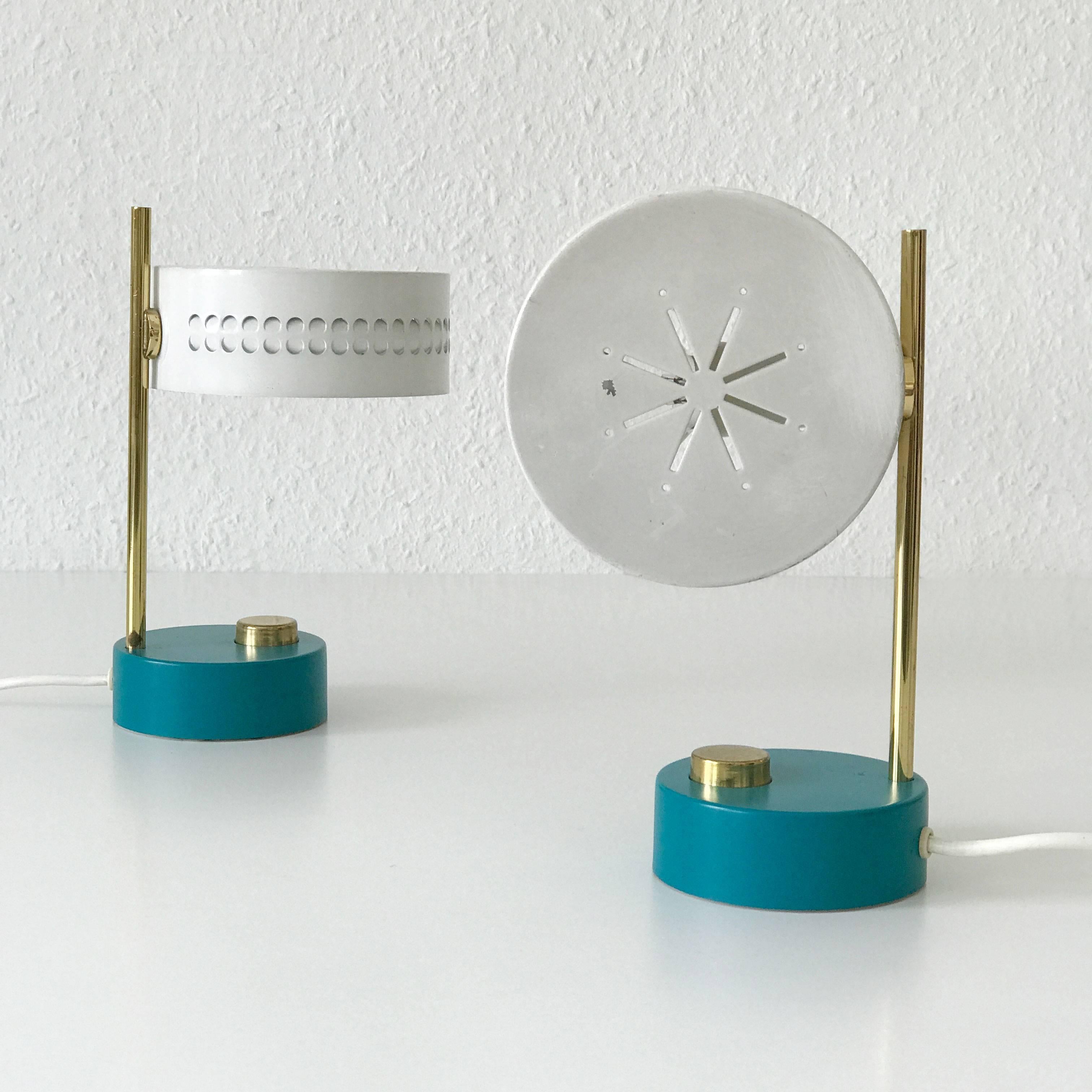Two Bicolored Bedside Table Lamps by Mathieu Matégot, 1950s In Good Condition In Munich, DE