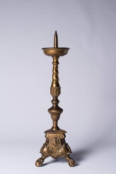 Antique Baroque Bronze Candlesticks
