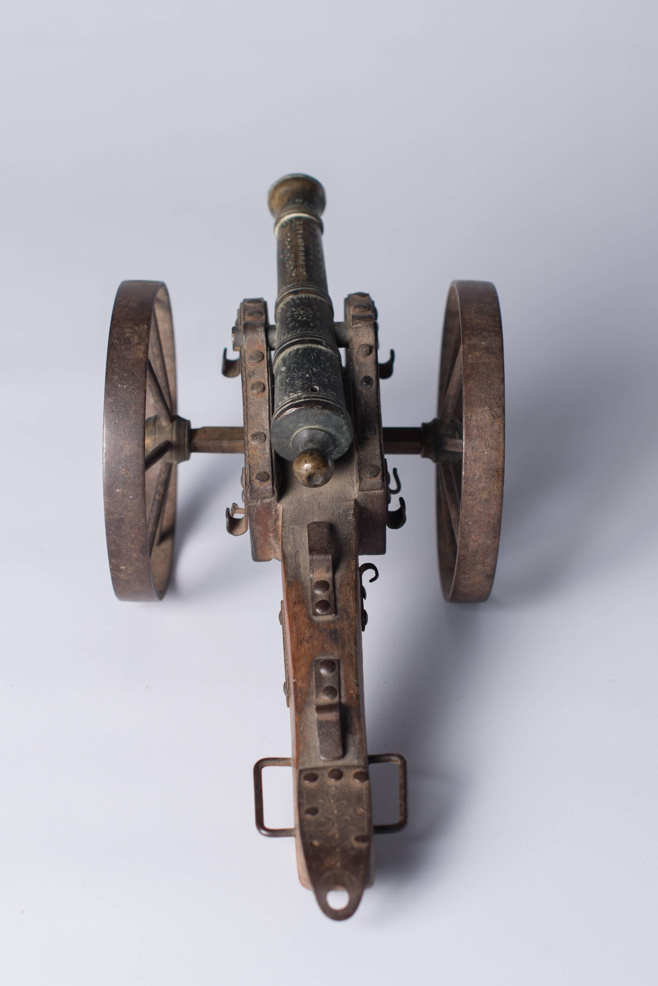 Antique Miniature Bronze Canon Carriage, 19th Century In Excellent Condition For Sale In EL Waalre, NL