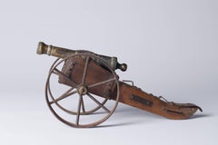 Antique Miniature Bronze Canon Carriage, 19th Century