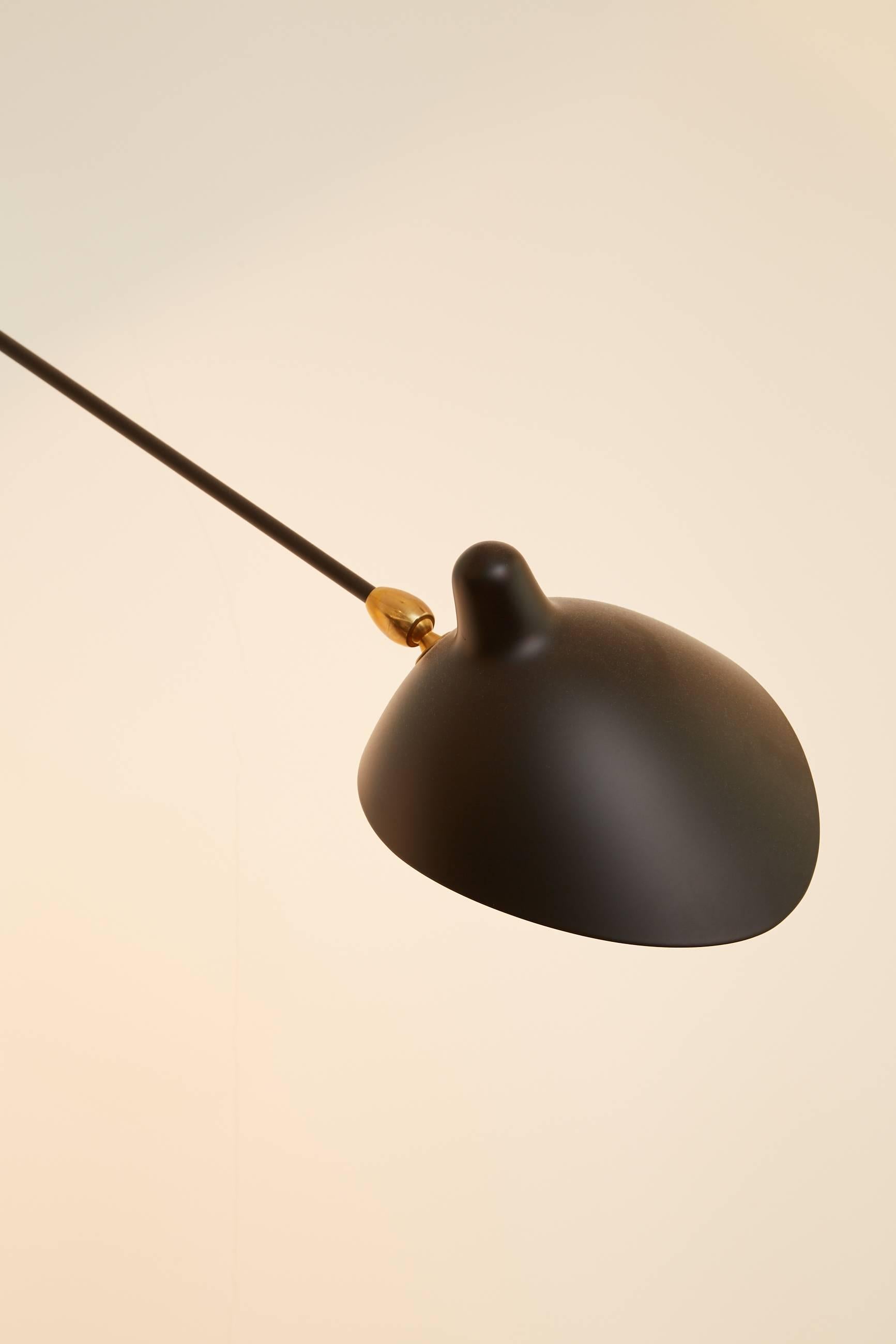 Serge Mouille Brass and Black Aluminium Midcentury Desk Lamp Simple Agrafée For Sale 6