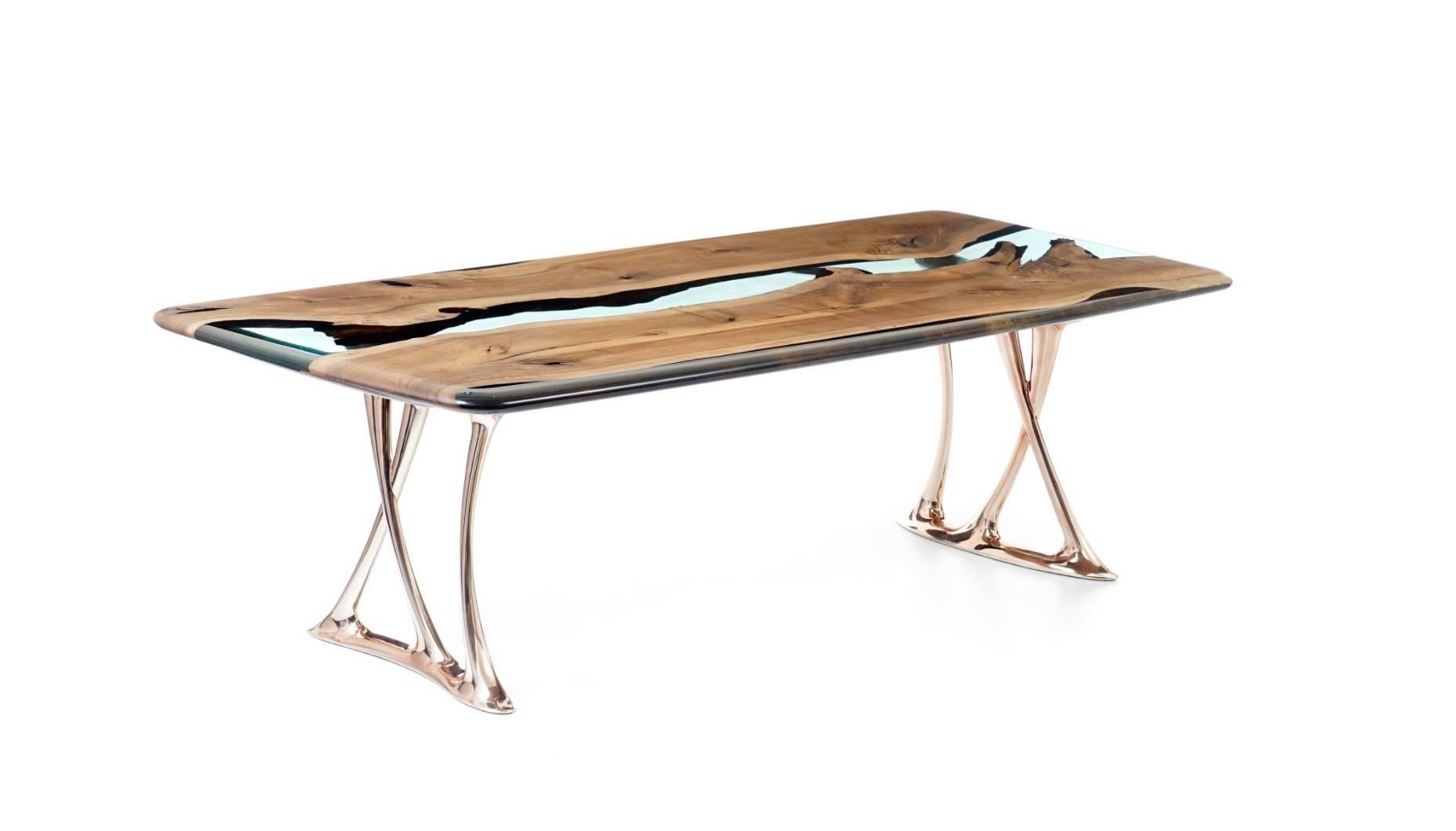 OSSO 270 Epoxy Resin Walnut Dinning Table For Sale 1
