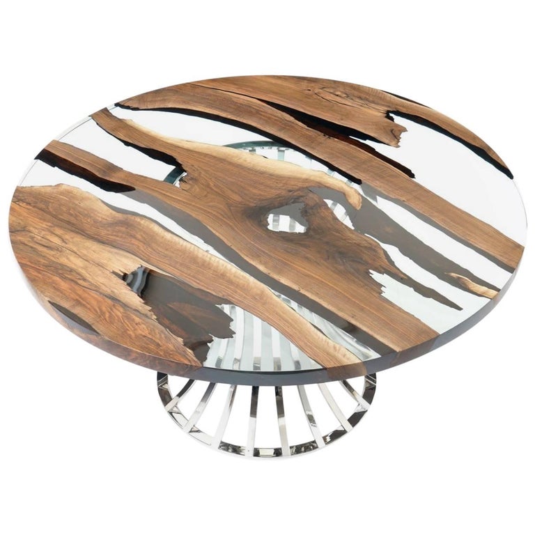 Hudson 120 Round Resin Epoxy Dining Table For At 1stdibs Hudson 120 Round Resin Epoxy Dining Table For