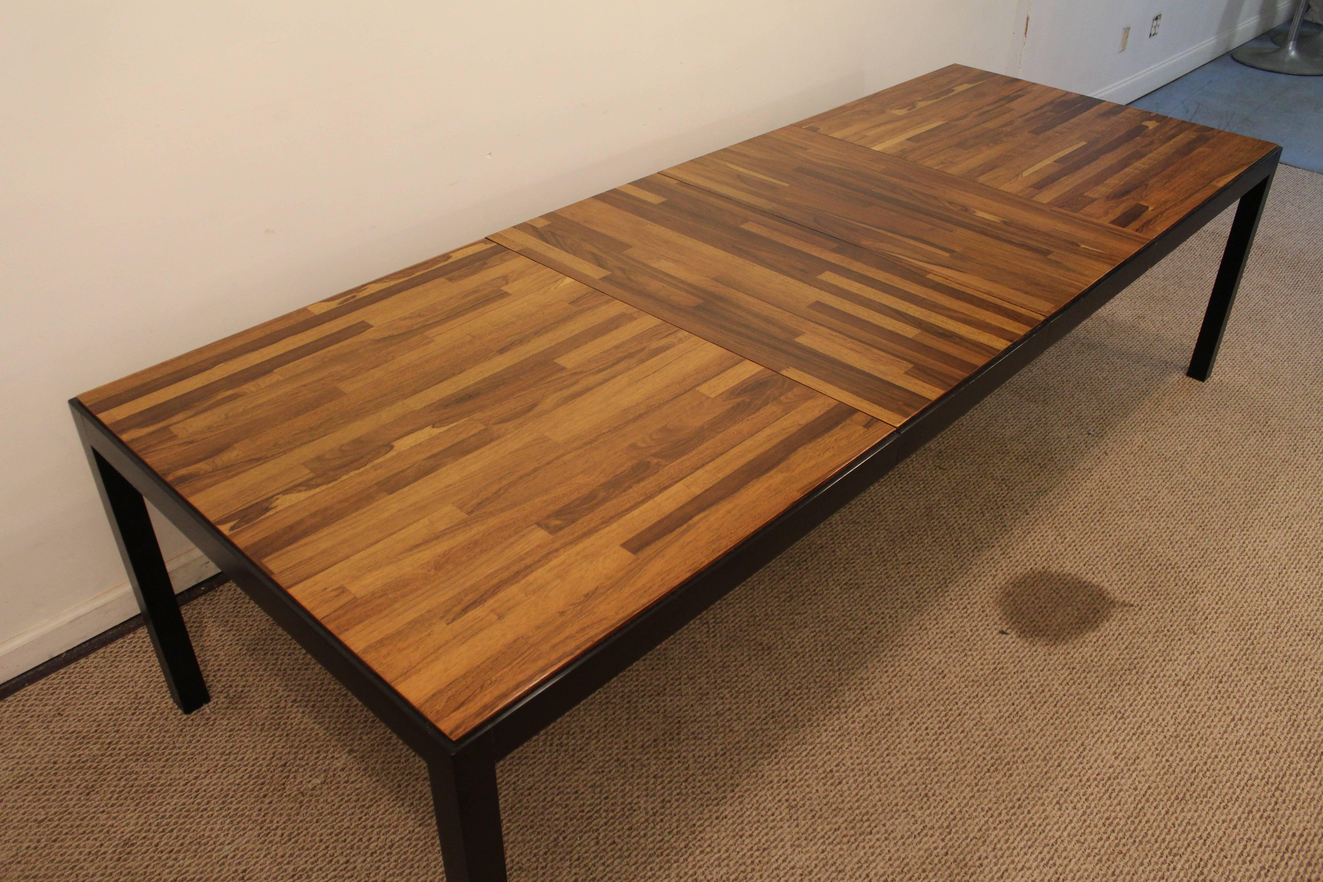 Mid-Century Modern Milo Baughman Directional Rosewood Parquet Dining Table 1