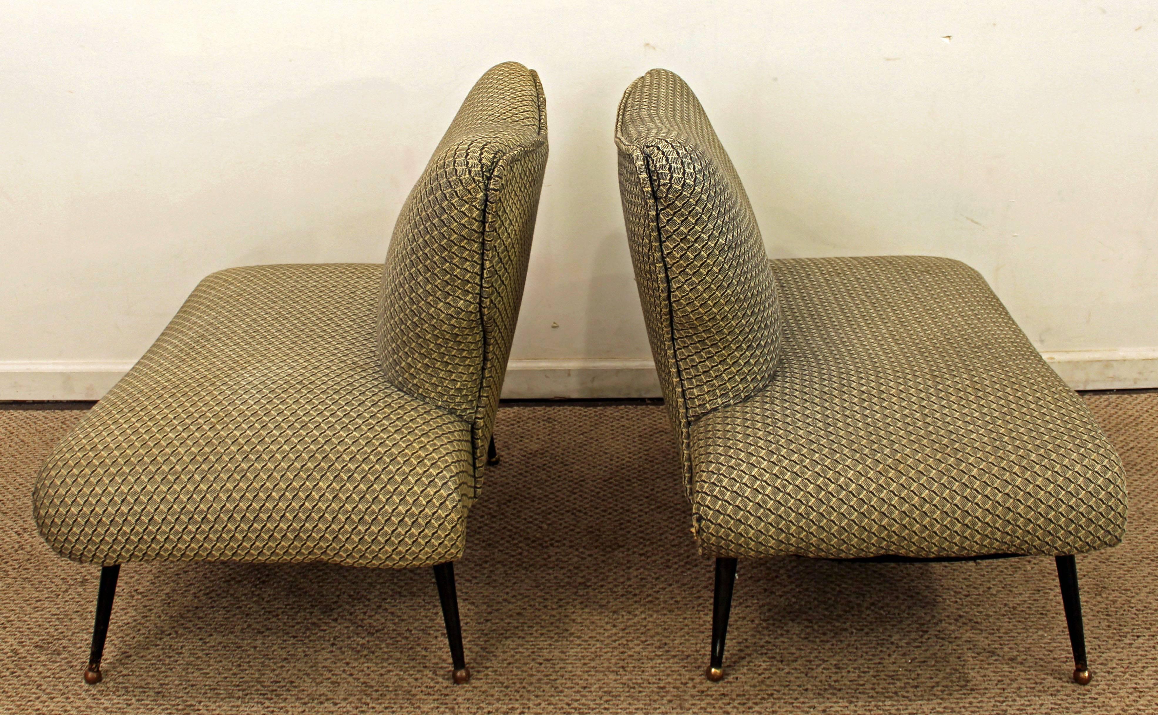 Pair of Mid-Century Modern Zanuso Style Italian Lounge Chairs In Good Condition In Wilmington, DE