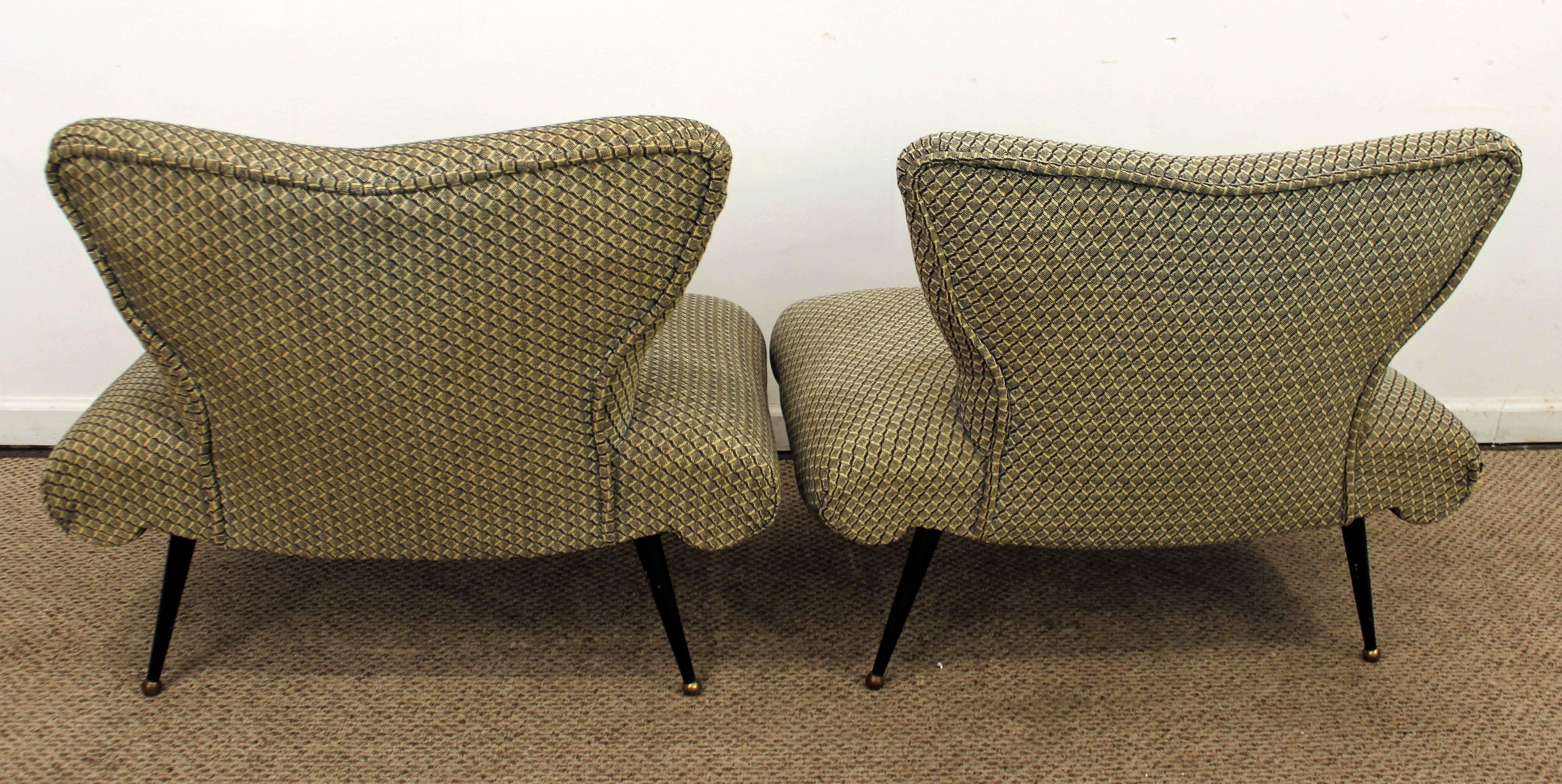 20th Century Pair of Mid-Century Modern Zanuso Style Italian Lounge Chairs