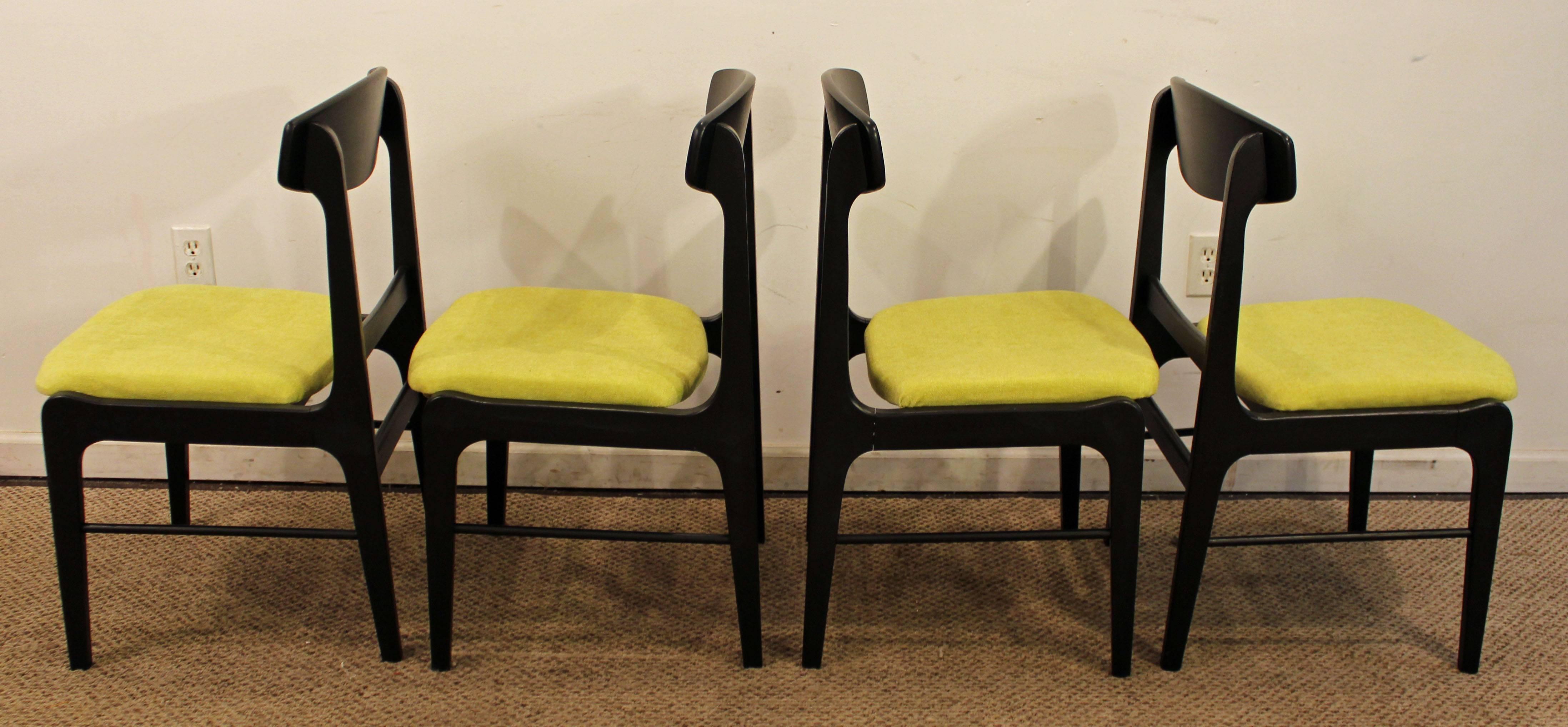 Upholstery Set of Four Mid-Century Modern Ebonized 'Citron' Curved Back Dining Chairs