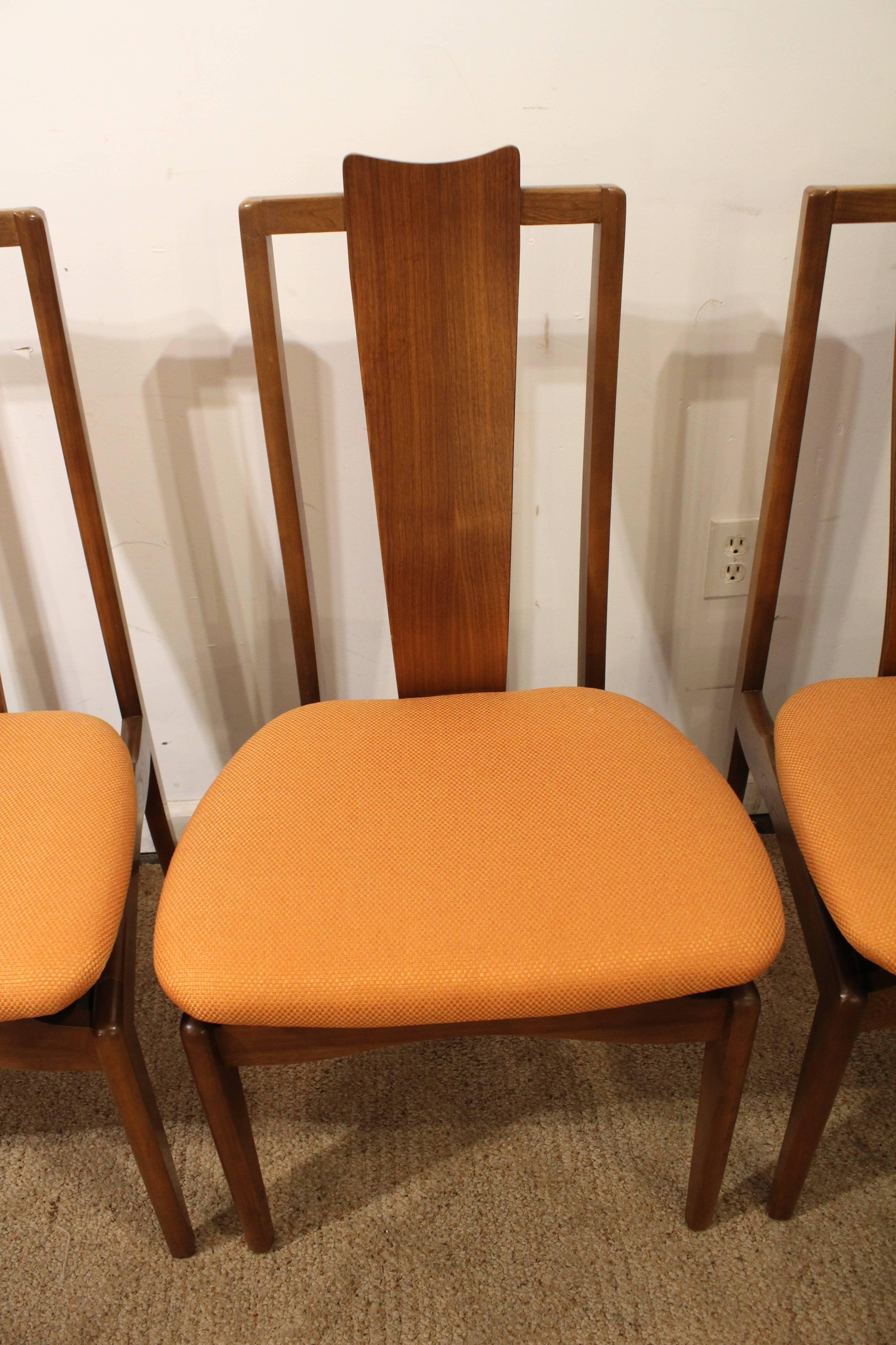 American Set of Six Mid-Century Modern Floating Seat Dining Chairs