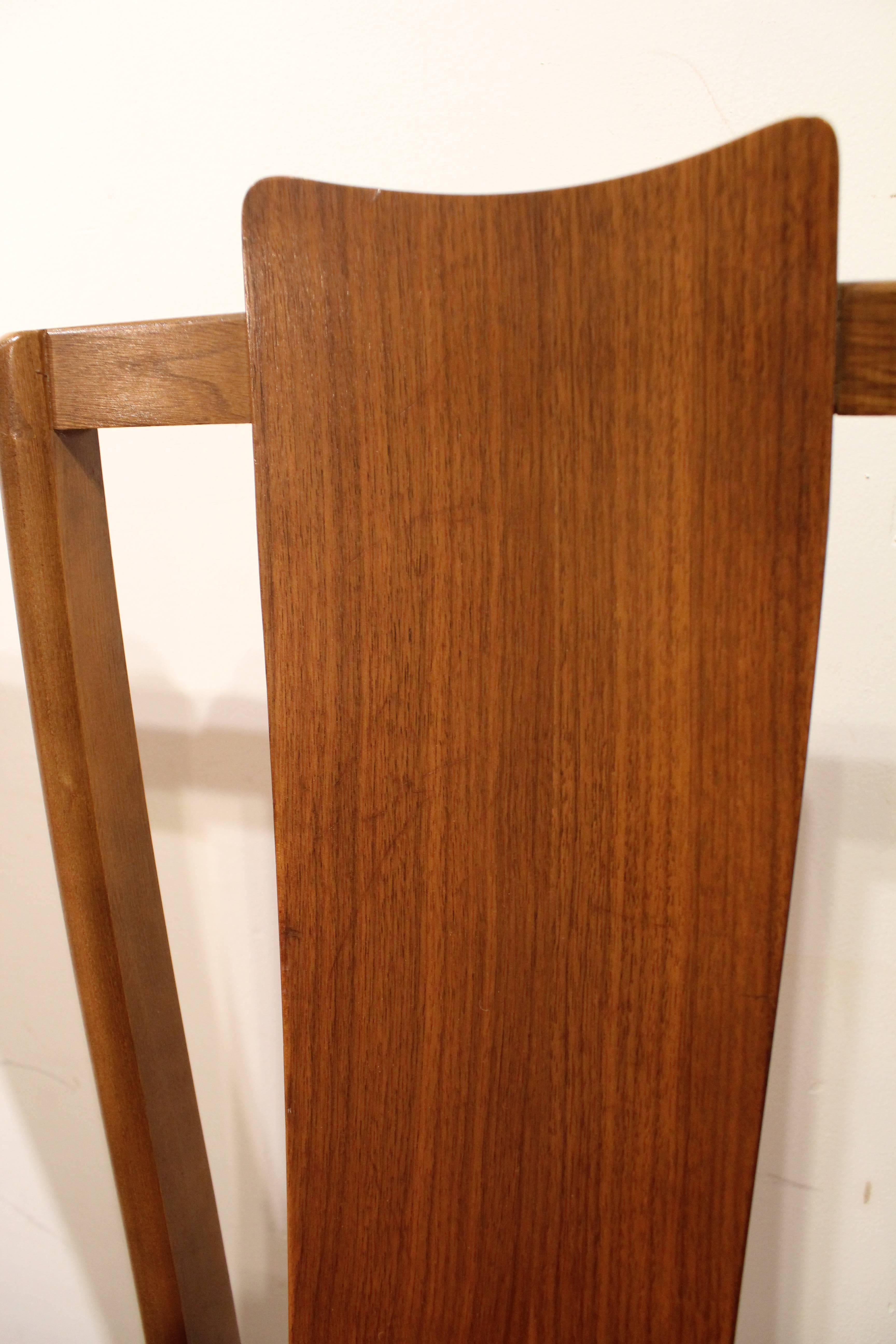 Walnut Set of Six Mid-Century Modern Floating Seat Dining Chairs