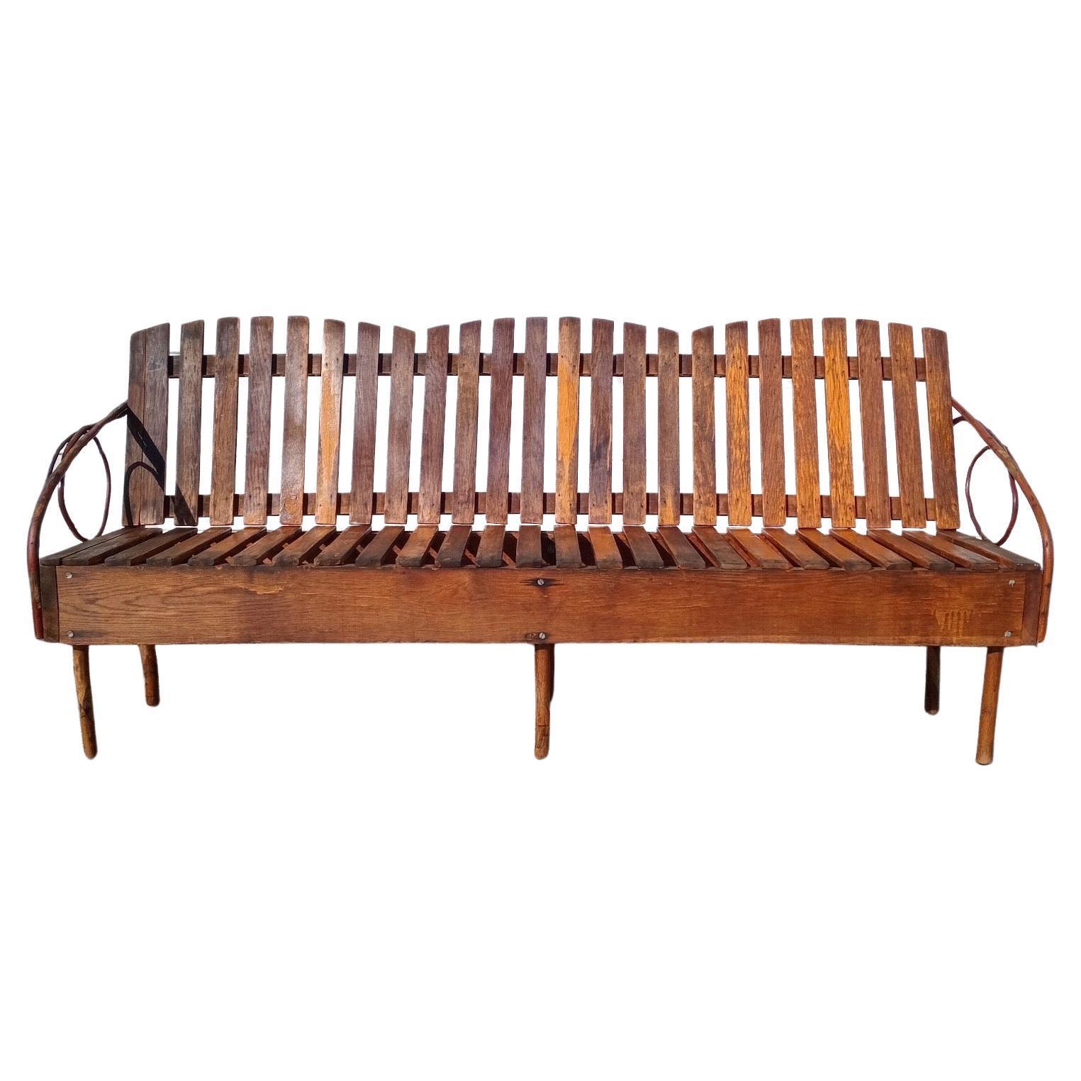 Vintage Wood Andirondack Style Twig 77" 3 Seat Bench