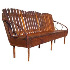 Vintage Wood Andirondack Style Twig 77" 3 Seat Bench