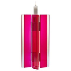 Candleholder Majestic Design Tabletop Glass Aluminium Contemporary Red