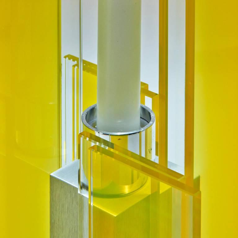 Anodized  Contemporary Yellow Glass & Aluminum Candlestick For Sale