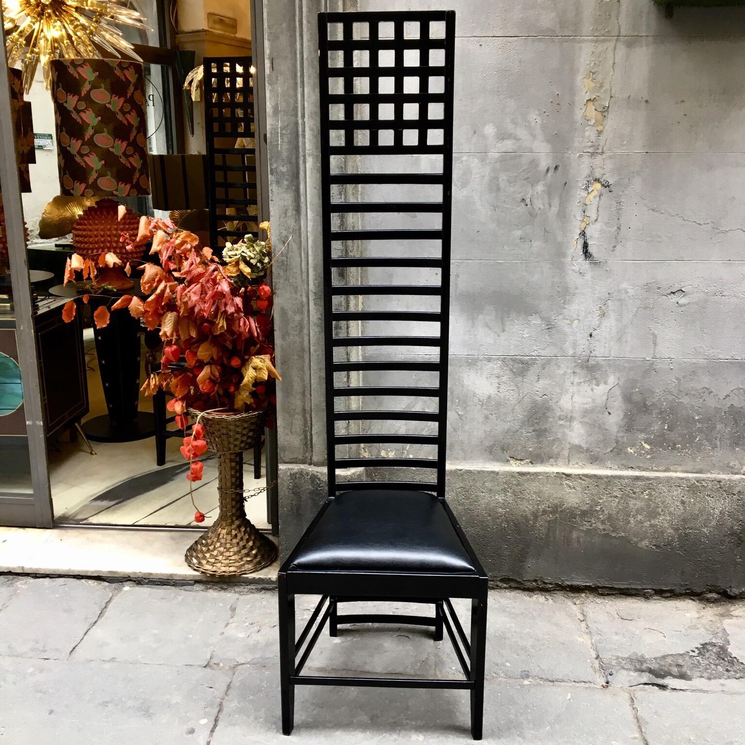 Modern Pair of Mackintosh High Back Chairs, 1980s