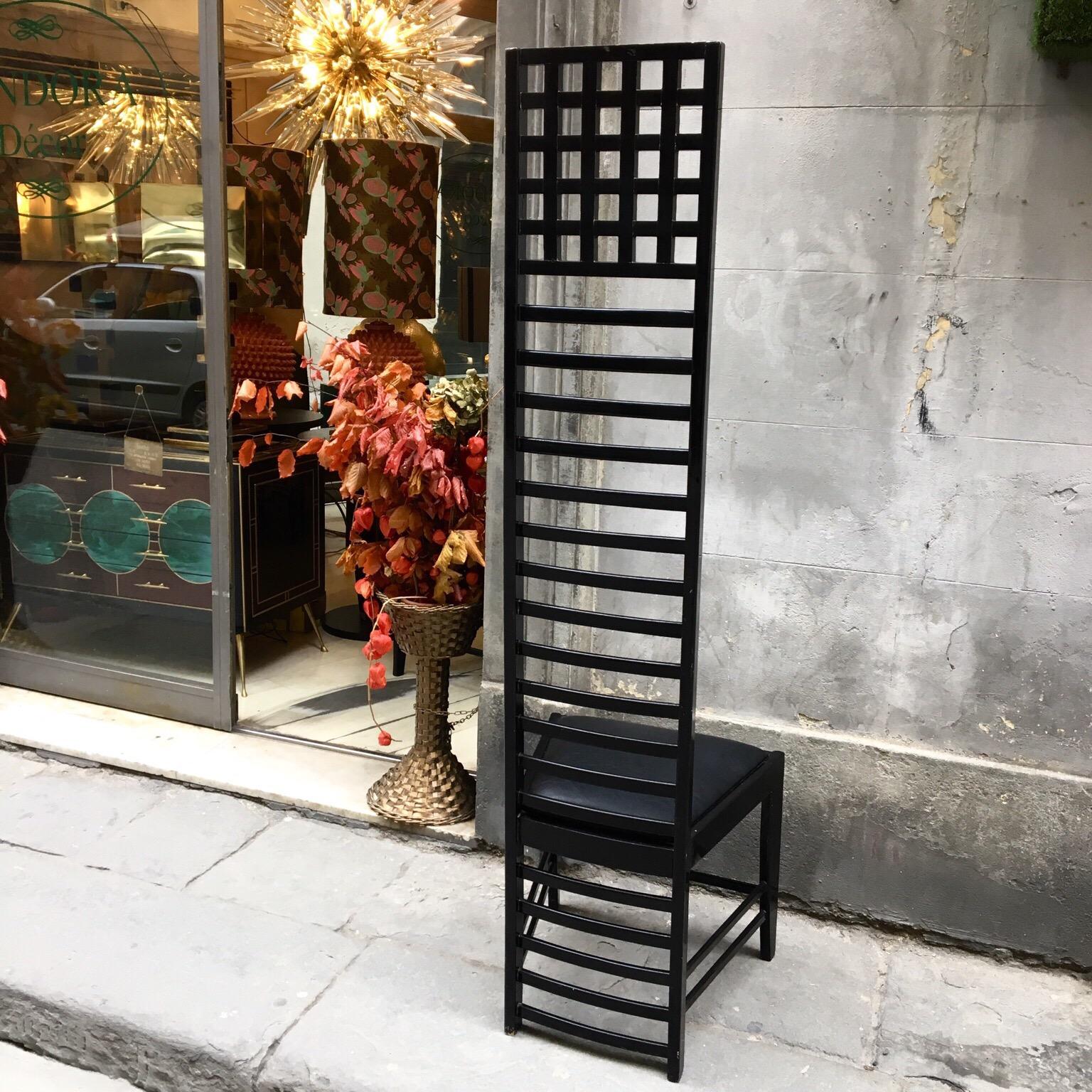 French Pair of Mackintosh High Back Chairs, 1980s