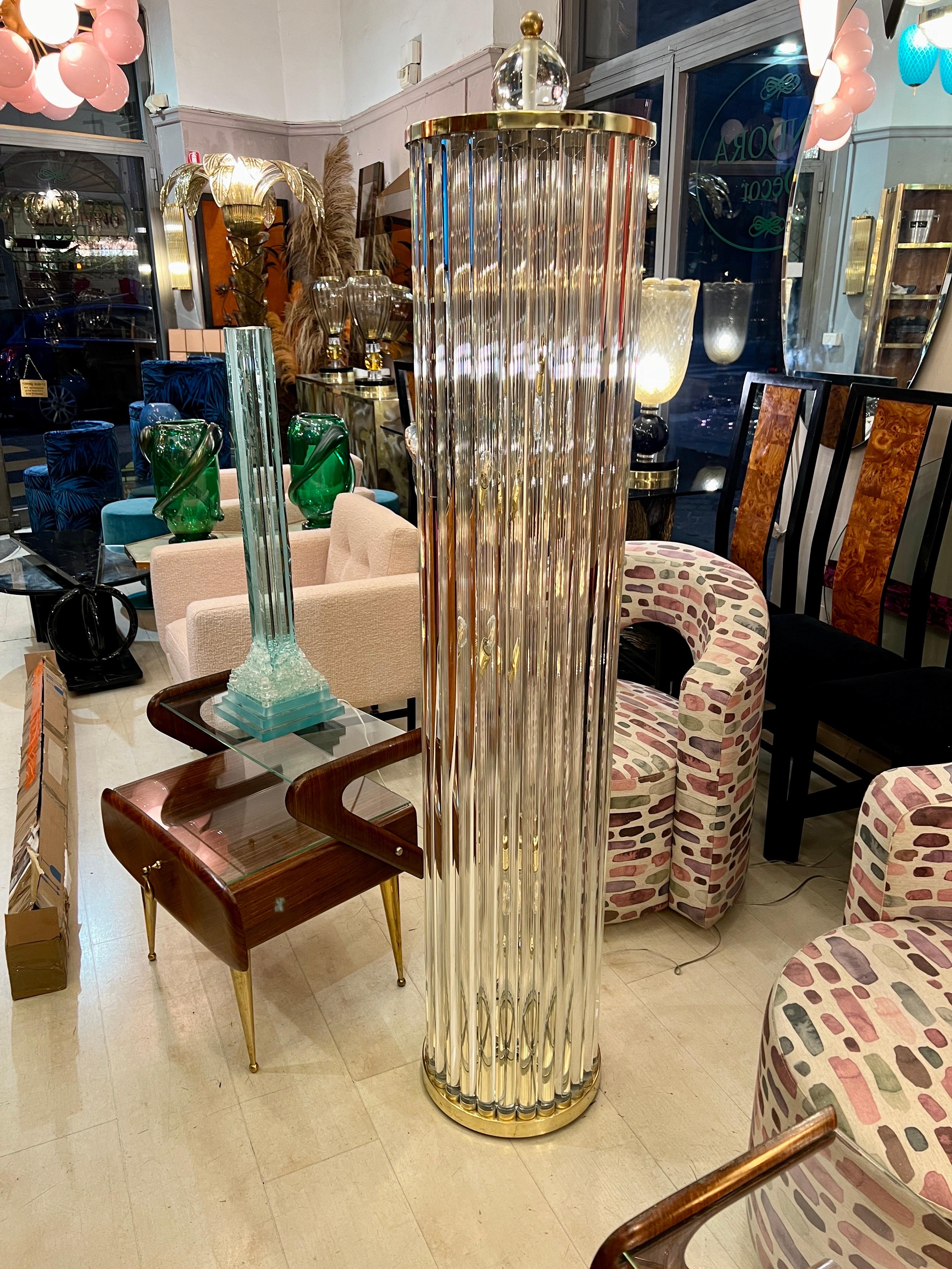 Murano Floor Lamp with Clear Glass Rods, Column Shape, 1980s For Sale 6