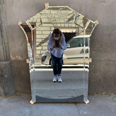 Art Deco Mercury Ground Glass Mirror with Engravings, 1940s