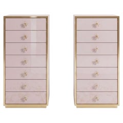 Pink Pale Commodes, Vintage Case Pieces, Elegant Storage Cabinets