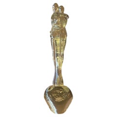 Clear Murano Glass Sculpture "Gli Amanti", The Lovers Hand Blown by Signoretti