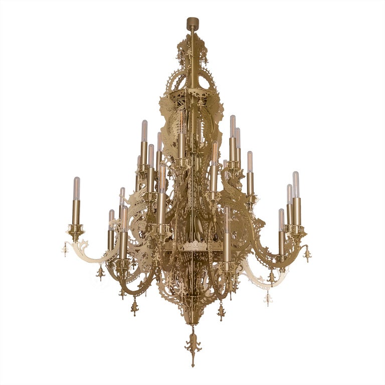 White Plaster Chandelier England Contemporary At 1stdibs Gina Contemporary Chandelier In White Gold Metallic Lace With 24 Lights