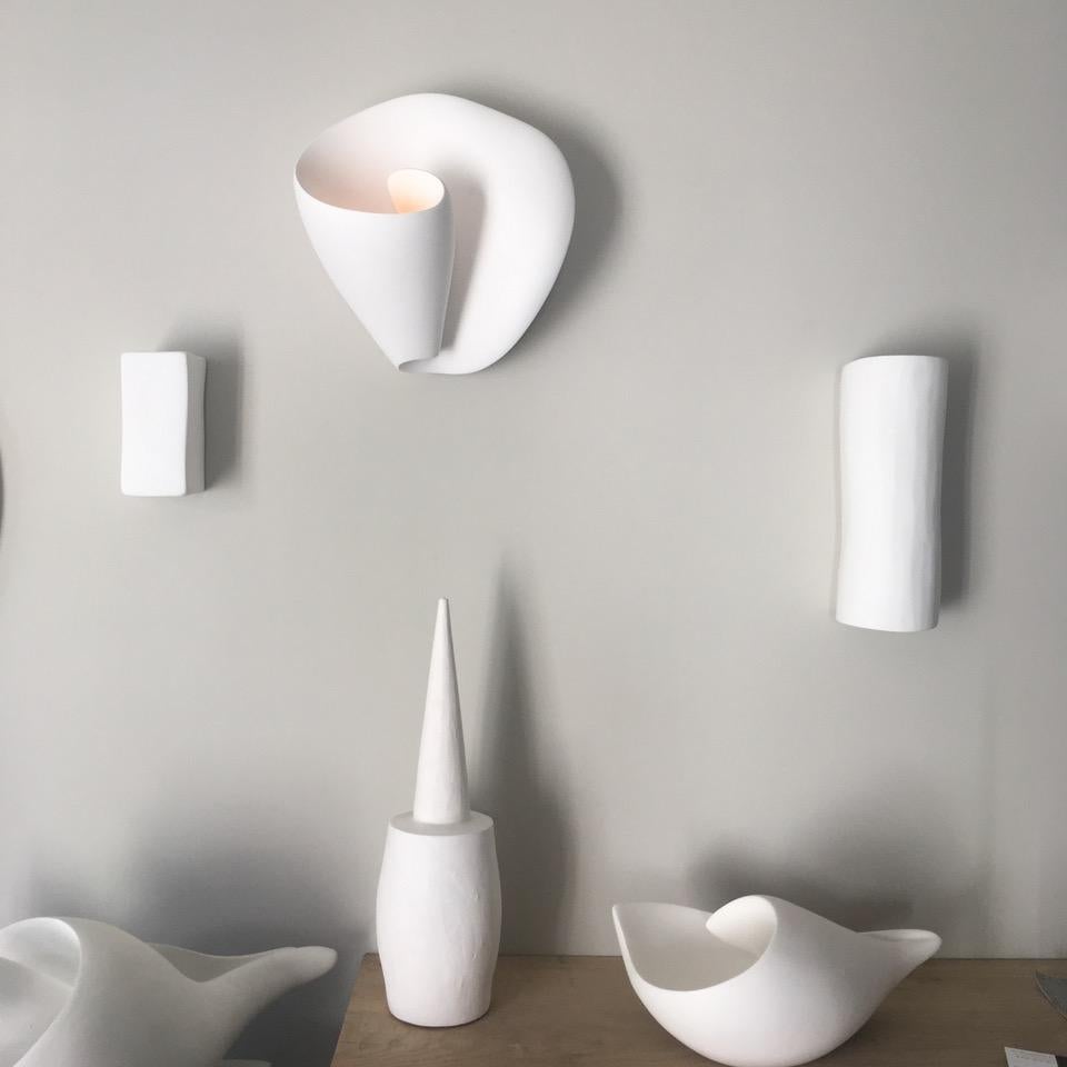 Serenity Sofie Contemporary Wall Sconce/Light, White Plaster, Hannah Woodhouse For Sale 1