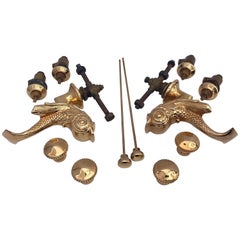 French 18-Karat Set of Two Faucets in the Shape of Dolphins, Mid-1900s