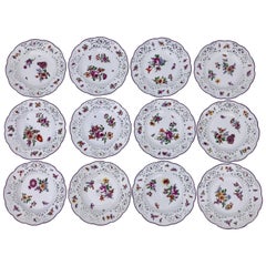Antique 24 Meissen Plates with Reticulated Borders and Floral Decoration, Early 1900s