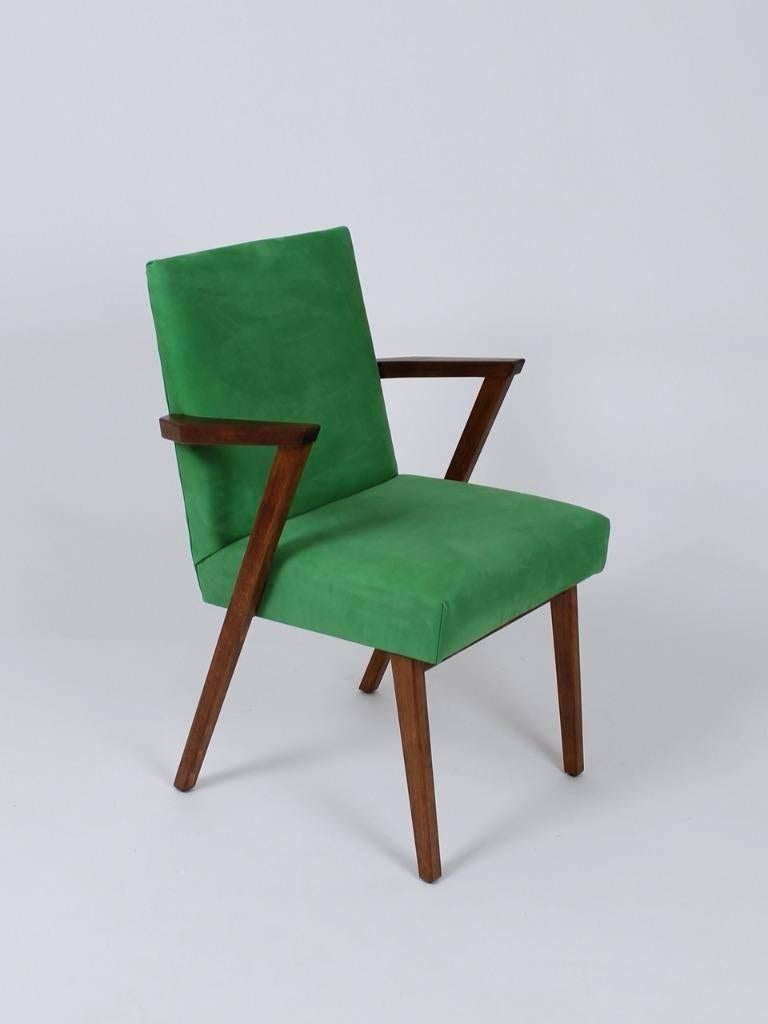 Mid-Century Modern Dutch Armchair in Green Nubuck from Tijsseling, 1960s For Sale