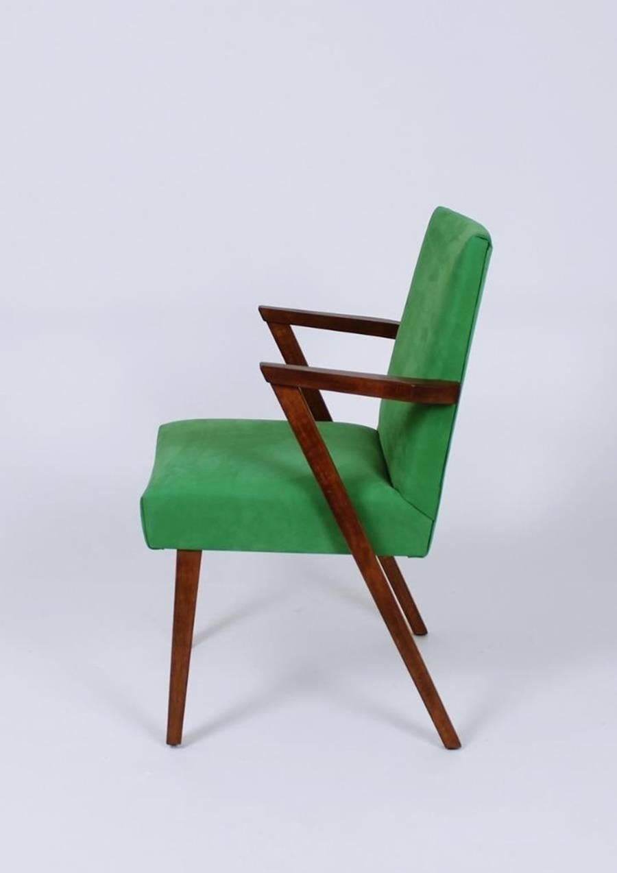 Dutch Armchair in Green Nubuck from Tijsseling, 1960s In Excellent Condition For Sale In Debrecen-Pallag, HU
