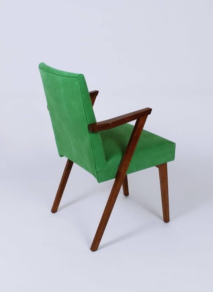 Dutch Armchair in Green Nubuck from Tijsseling, 1960s For Sale 1