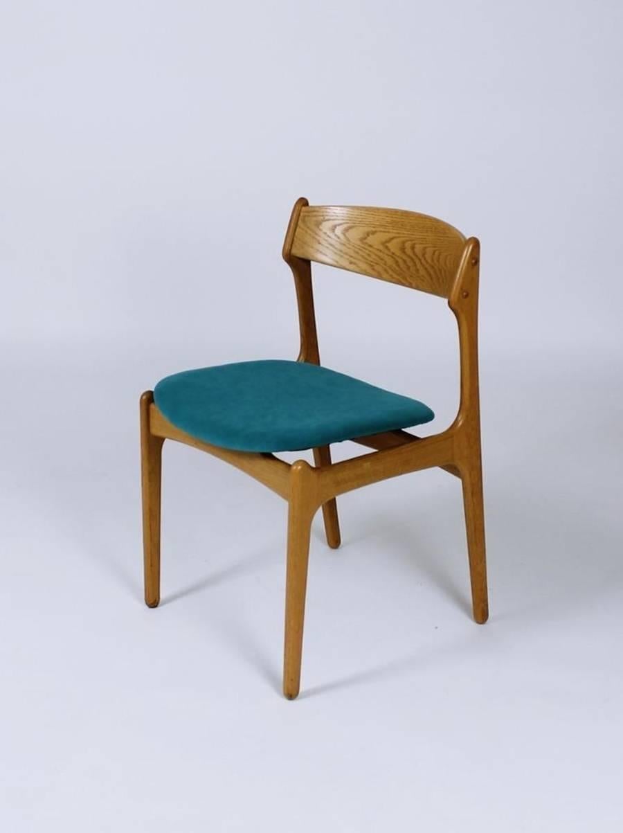Fabric Danish Modern Model 49 Chairs by Erik Buch for O.D. Møbler For Sale