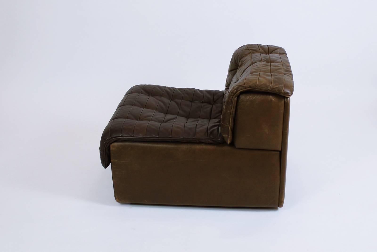 Late 20th Century De Sede Model DS-11 Tufted Dark brown Leather Modular Sofa, Switzerland, 1970