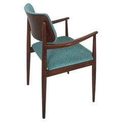 Wiesner Hager Desk Armchair in Turquoise Tweed Upholstery Austria, 1960s