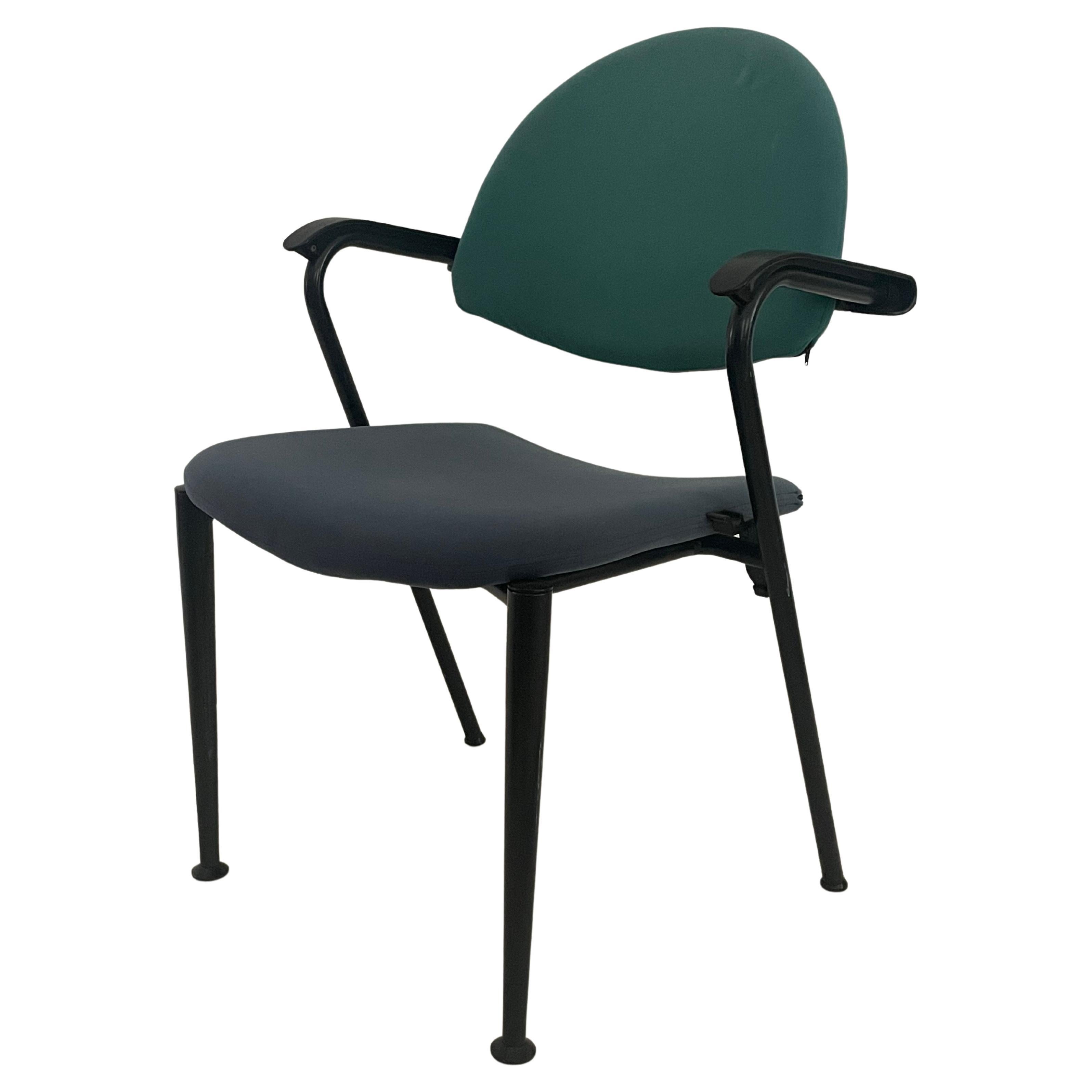 Rare designer chairs of the brand Vitra Bellini Summa in unusual color combination blue / green. The Italian designer Mario Bellini creates several office chairs for the Vitra brand, such as: 