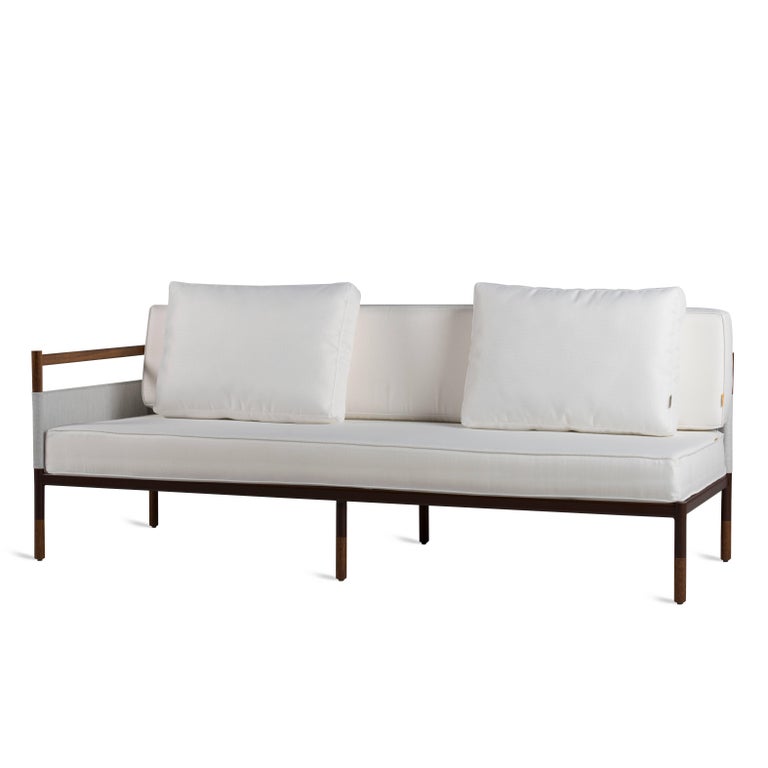 Minimalist Sofa In Hardwood Metal And Fabric Usable Outdoors For Modern Minimalist Sofa In Hardwood Metal And Fabric Usable Outdoors For