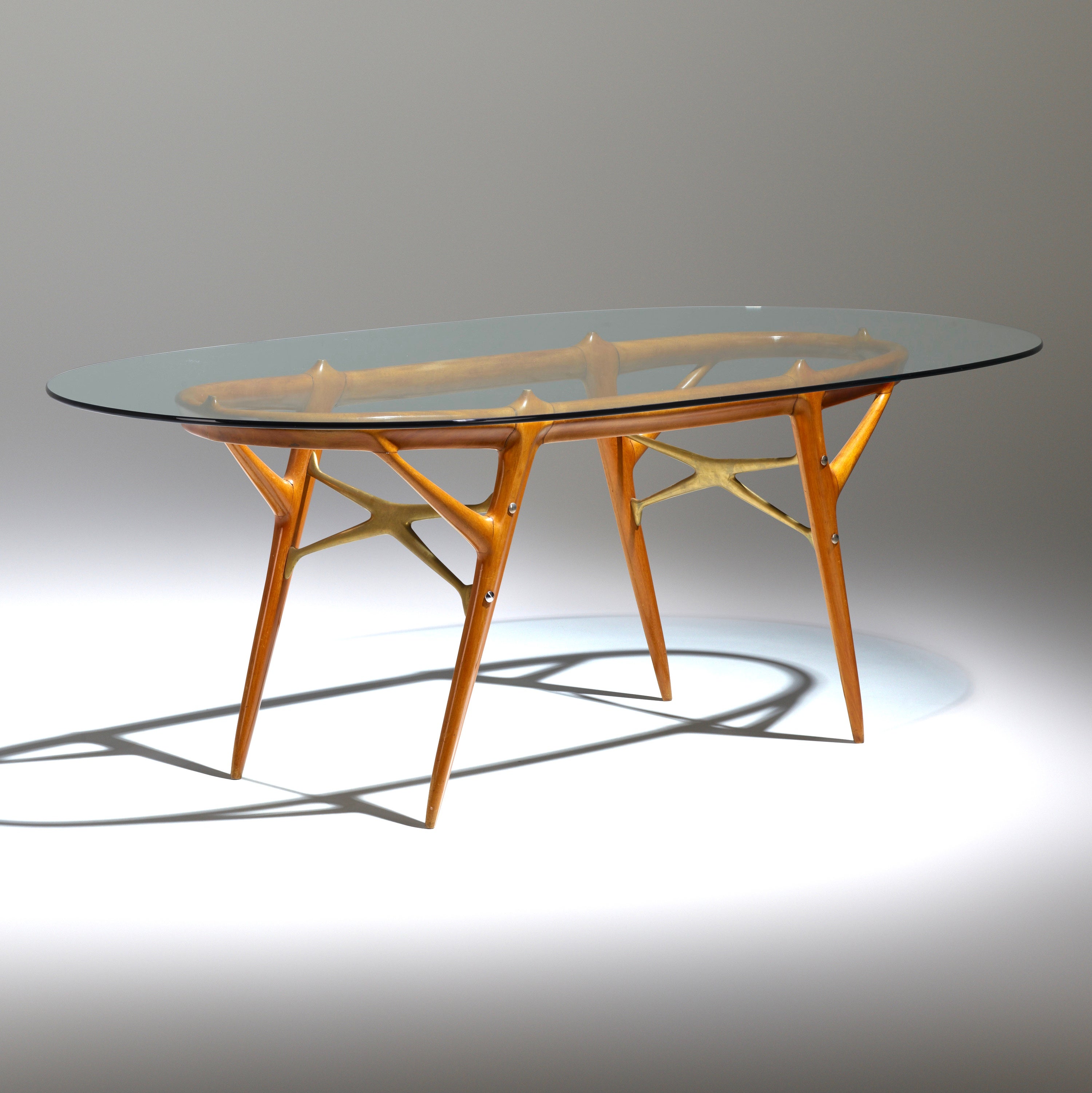 Beech Wooden Base and Oval Glass Tray Dining Table at 1stDibs