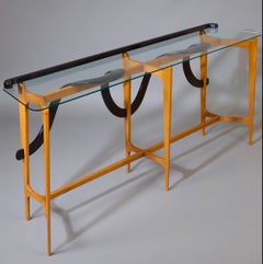 Ico Parisi, Exquisite Sculptural Console in Walnut and Ebonized Wood, Italy 1950