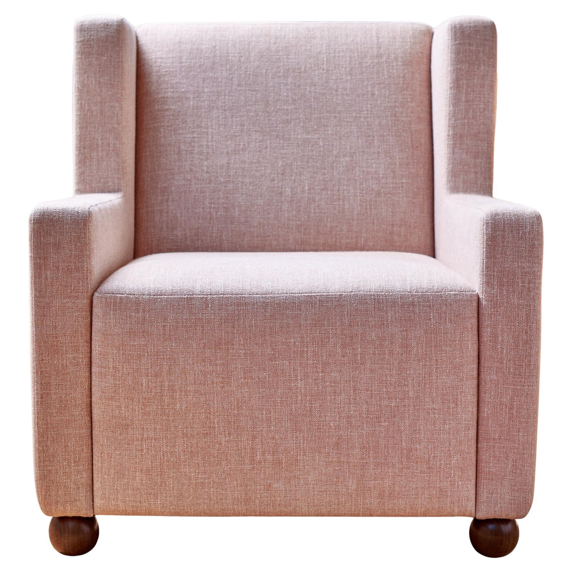 Pink Pelota Lounge Chair with Walnut Feet  Gil Melott Bespoke For Sale