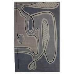 Rug Walk in The Garden-Carpet Modern Wool Grey Cream   Black Line Drawings