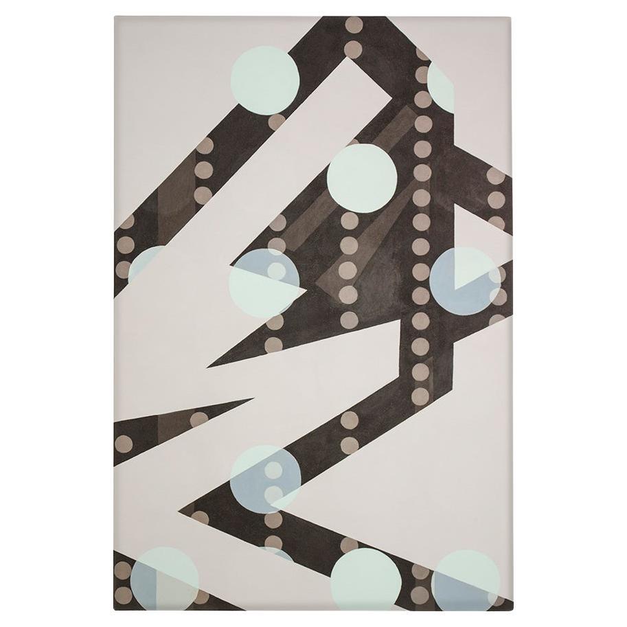Painting brown light green Geometric Modern Grey Canvas by Cecilia Setterdahl