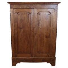 19th Century Italian Louis Philippe Solid Poplar Wood Antique Wardrobe, Armoire