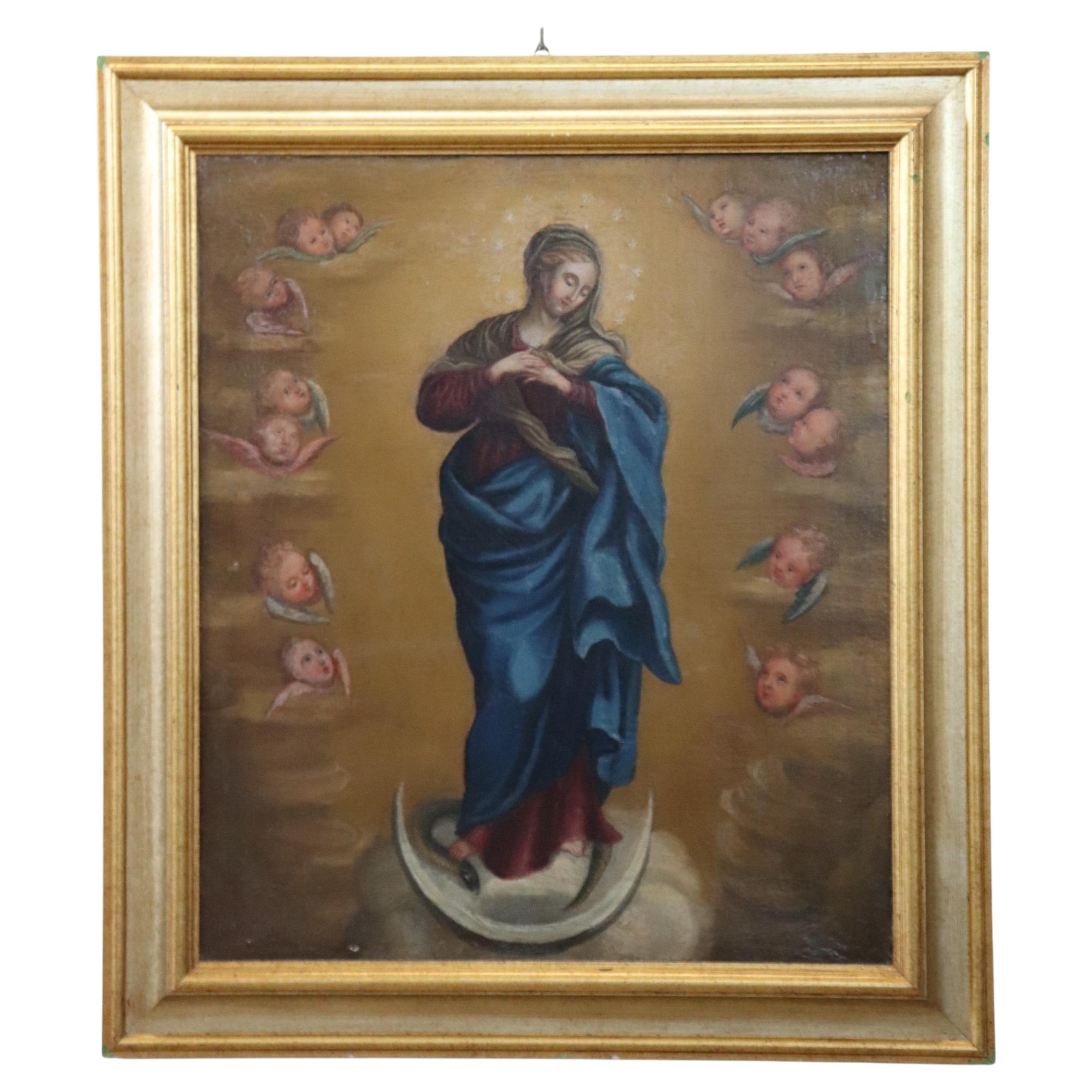 Oil Painting on Canvas, Immaculate Conception, 18th Century Italian School For Sale