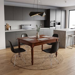 Early 20th Century Italian Dining Table in Walnut and Oak Wood, Extendable