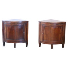 18th Century Louis XVI Italian Antique Pair of Corner Cupboards in Solid Walnut