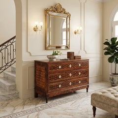 Italy, 18th Century Louis XVI Antique Chest of Drawers in Inlaid Walnut Restored