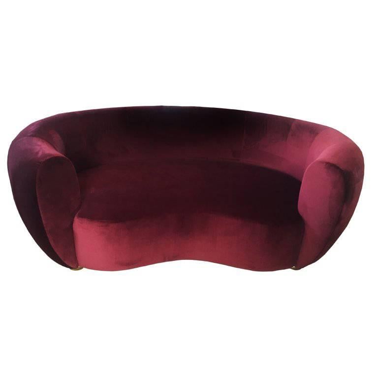 Sofa Two Seats with Velvet by Nobilis Paris Designed by Michel Leo