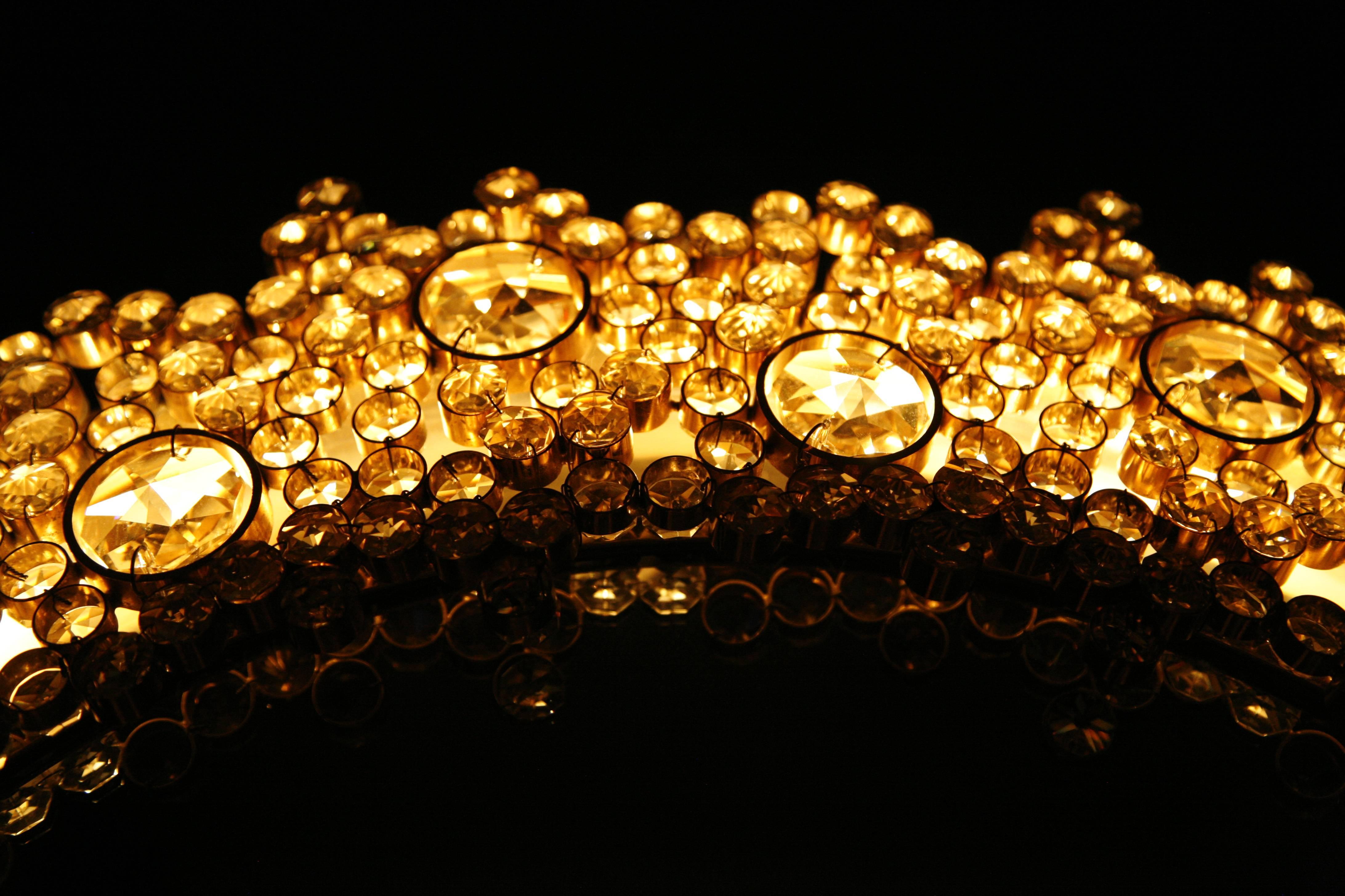 Illuminated Gold Palwa Mirror with Swarovski Crystals, Germany, 1970s 11