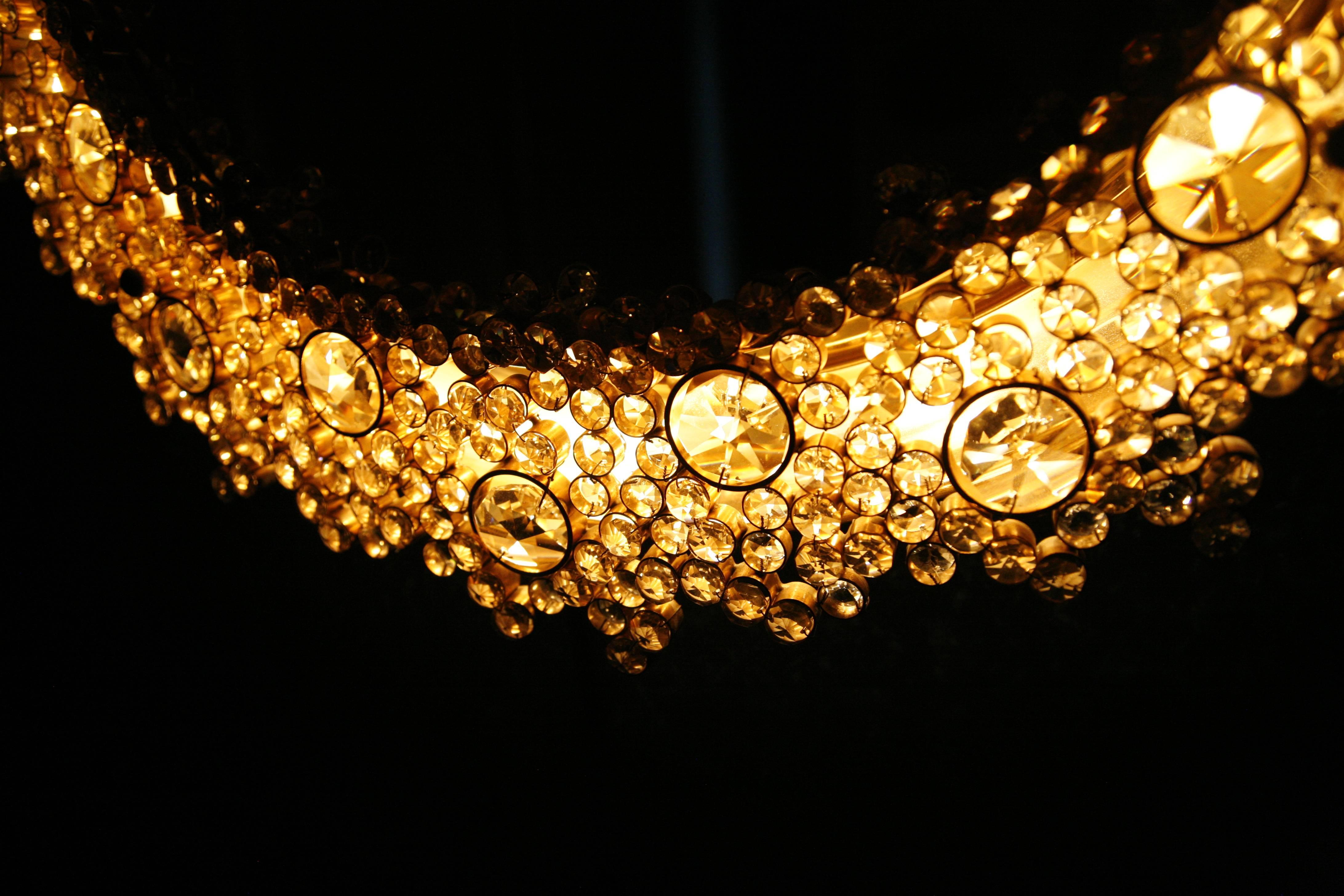 Illuminated Gold Palwa Mirror with Swarovski Crystals, Germany, 1970s 12