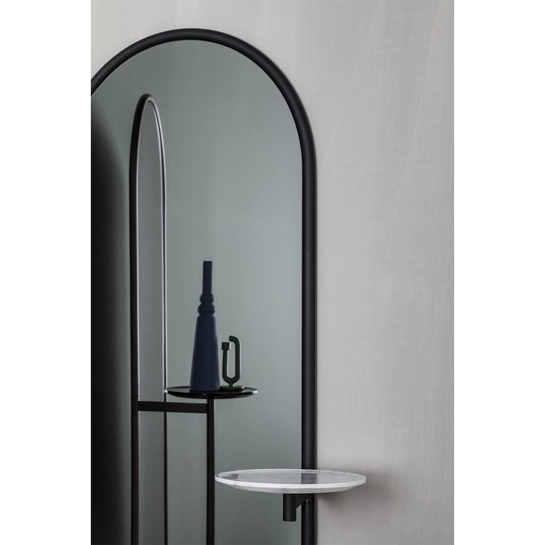 Michelle Floor Mirror With Tubular Steel Frame Smoked And Michelle Floor Mirror With Tubular Steel Frame Smoked And Marble In New Condition For
