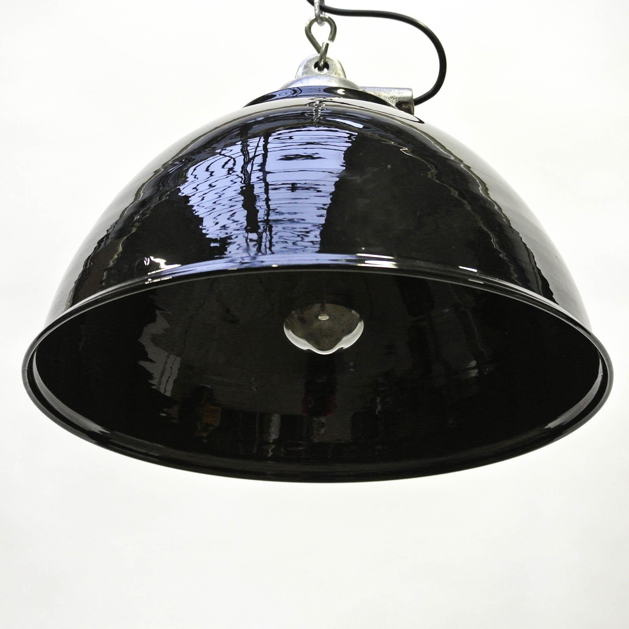 French Ceiling Lamp in Steel, Repainted in Epoxid Paint, France, circa 1950-1959